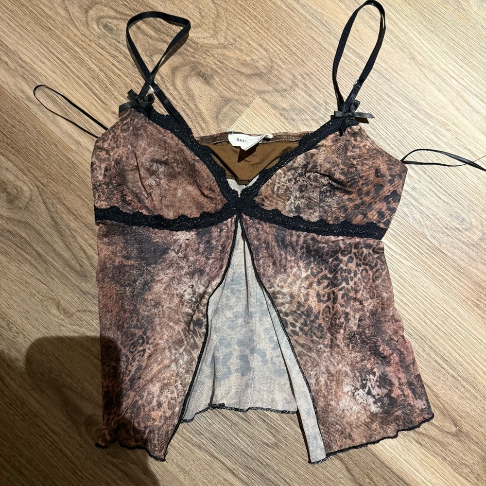 Bear Dance Brown Leopard Print Camisole